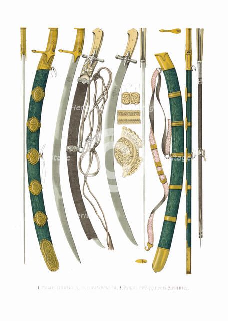 The sabres of Prince Dmitry Pozharsky and Kuzma Minin, 1849-1853. Creator: Solntsev, Fyodor Grigoryevich (1801-1892).