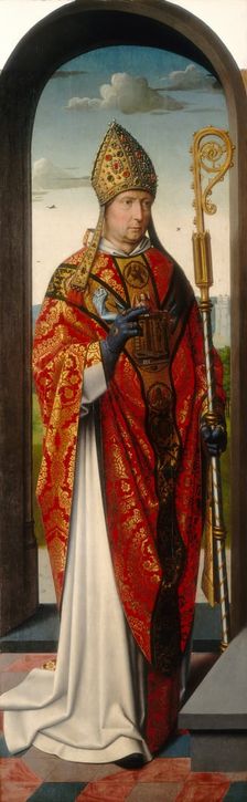 The Saint Anne Altarpiece: Saint Nicholas [left panel], c. 1500/1520. Creators: Gerard David, Workshop of Gerard David