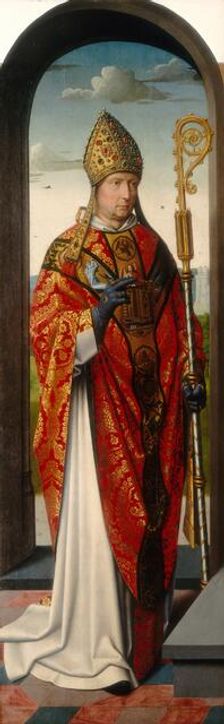 The Saint Anne Altarpiece: Saint Nicholas [left panel], c. 1500/1520. Creators: Gerard David, Workshop of Gerard David