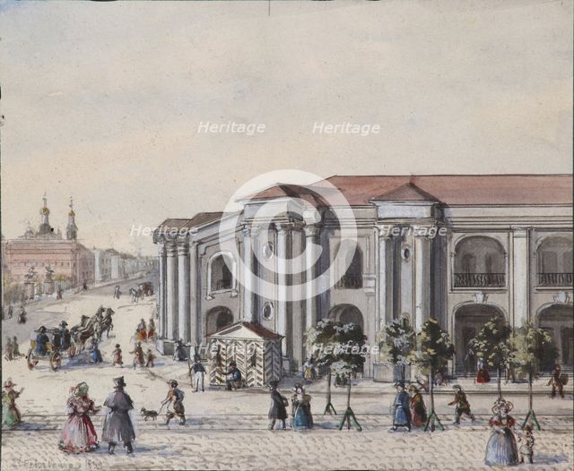 The Saint Petersburg Great Gostiny Dvor (Merchant Yard), 1830-1840s. Artist: Sadovnikov, Vasily Semyonovich (1800-1879)