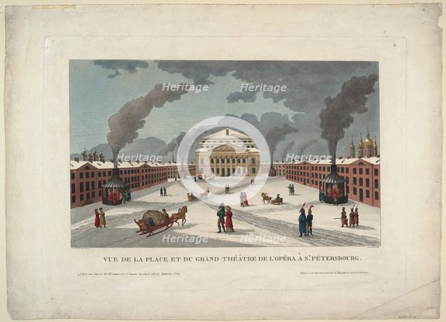 The Saint Petersburg Imperial Bolshoi Kamenny Theatre, c. 1811. Artist: Courvoisier-Voisin, Henri (1757-1830)