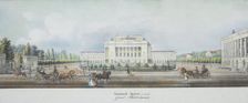 The Saint Petersburg Imperial Bolshoi Kamenny Theatre (From the panorama of the Nevsky Prospekt). Artist: Sadovnikov, Vasily Semyonovich (1800-1879)