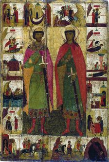 The Saints Boris and Gleb 14th century. Creator: Russian icon