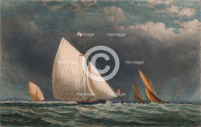 'The Sailing Match; Yachts Rounding The Flag Buoy', 19th century? Creator: J Godden.