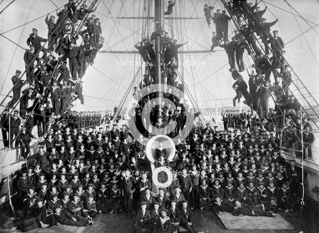 The sailor lads of the training ship HMS 'Lion' at Devonport, Devon, 1896. Artist: WM Crockett