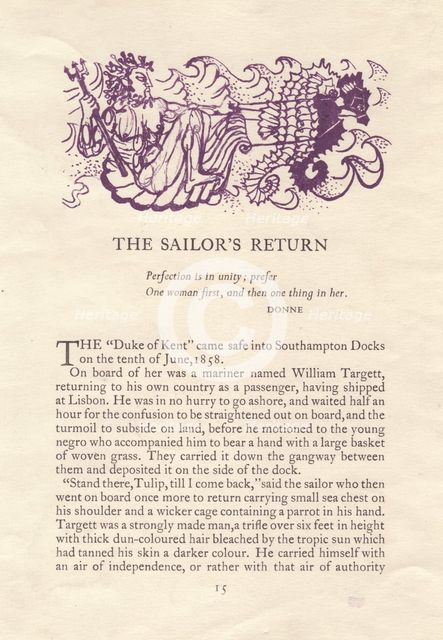 'The Sailor's Return', 1952. Creator: Shirley Markham.