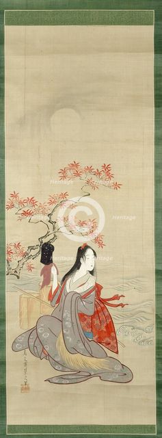 The Salt Maidens, Murasame with Yukihira's Hat, Edo period, c. 1800. Creator: Hosoda Eishi.