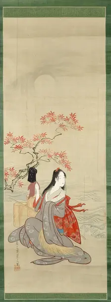 The Salt Maidens, Murasame with Yukihira's Hat, Edo period, c. 1800. Creator: Hosoda Eishi