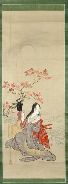 The Salt Maidens, Murasame with Yukihira's Hat, Edo period, c. 1800. Creator: Hosoda Eishi