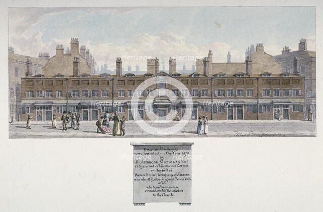 The Salters' Almshouses in Monkwell Street, City of London, 1818. Artist: Robert Blemmell Schnebbelie