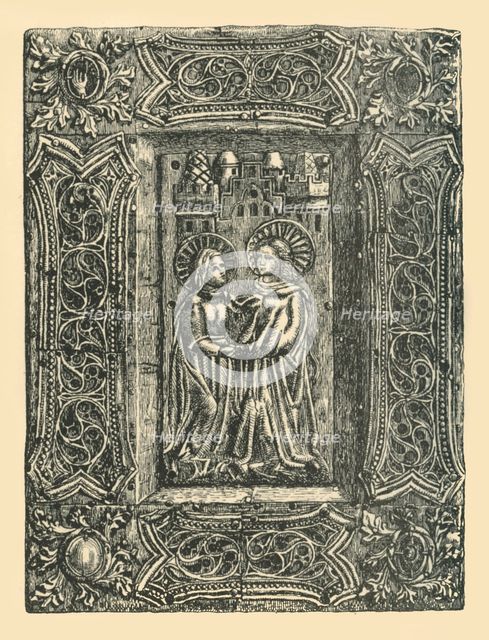The Salutation, book cover, 15th century, (1881).  Creator: W. Rawson.