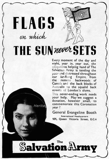 'The Salvation Army - Flags on Which the Sun Never Sets', 1937. Artist: Unknown.