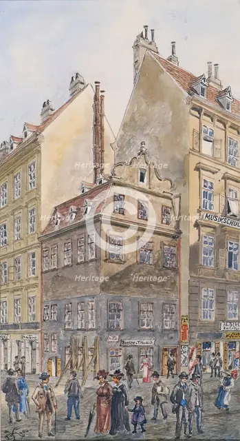 The Salzgries in Vienna (corner of Tiefer Graben), 1904. Creator: Gustav Korompay.