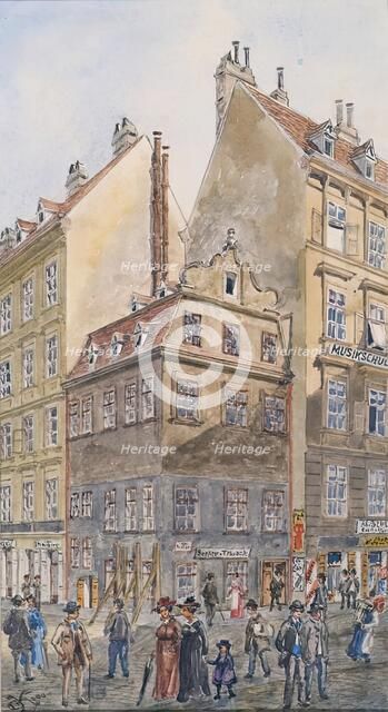 The Salzgries in Vienna (corner of Tiefer Graben), 1904. Creator: Gustav Korompay.