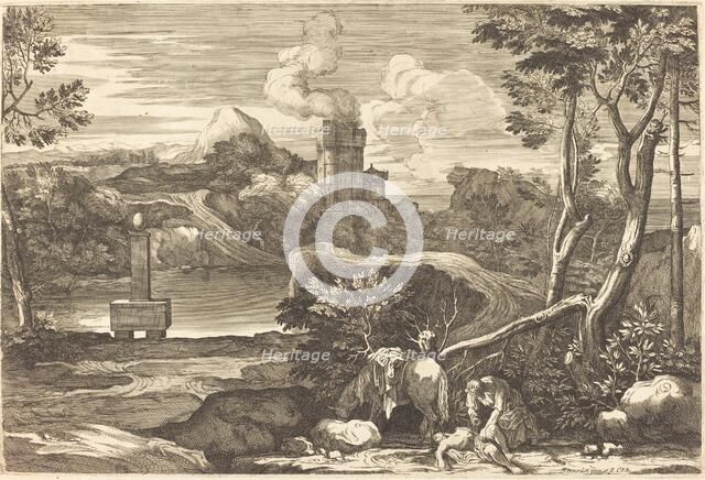 The Samaritan Pours Oil and Wine in the Wounds of a Man Left for Dead. Creator: Sébastien Bourdon.