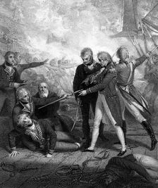 The San Nicolas and San Josef carried by boarding, Battle of Cape St Vincent, 1797.Artist: R Golding