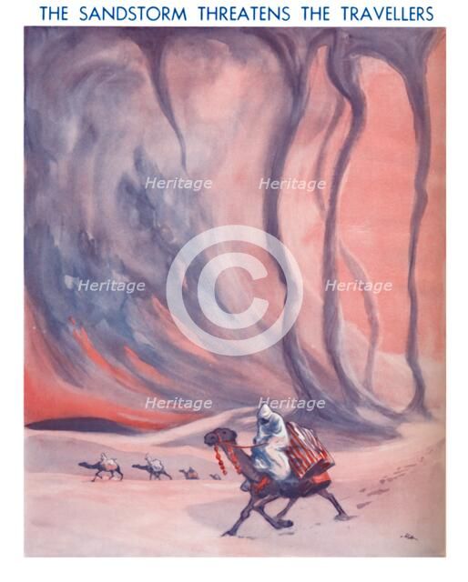 'The Sandstorm Threatens The Travellers', 1935 . Artist: Unknown.