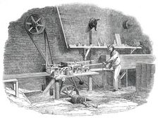 The Sash-Bar Machine, for the Great Exhibition Building, in Hyde Park, 1850. Creator: Unknown