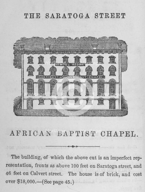 The Saratoga Street African Baptist Chapel, 1859. Creator: Unknown.