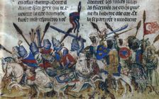 The Saracens drive out the Greeks under the Byzantine Emperor Heraclius at Antioch, 632., (c1350). Creator: Anonymous