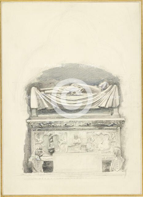 The Sarcophagus and Effigy of the Tomb of Cangrande I della Scala, Verona, 21 May - 1 July 1869. Creator: John Ruskin.