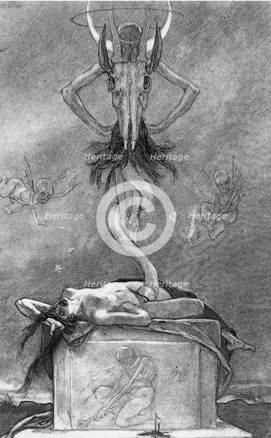 The Satanists: The Sacrifice, 1882. Creator: Félicien Rops.