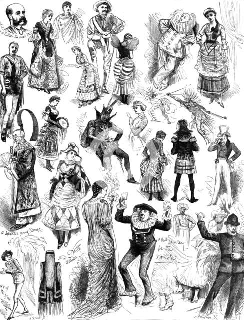 The Savage Club Entertainment at the Royal Albert Hall: some costumes at the ball, 1883. Creator: R. Taylor.
