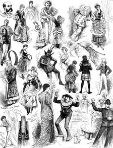 The Savage Club Entertainment at the Royal Albert Hall: some costumes at the ball, 1883. Creator: R. Taylor
