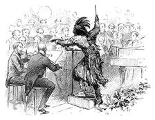 The Savage Club Entertainment, Royal Albert Hall: Mr. Eaton Faning conducting the Savage Dance, 1883 Creator: Unknown
