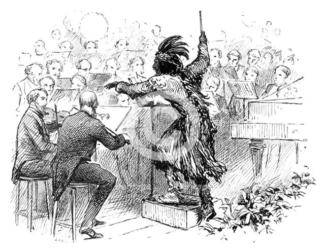 The Savage Club Entertainment, Royal Albert Hall: Mr. Eaton Faning conducting the Savage Dance, 1883 Creator: Unknown.