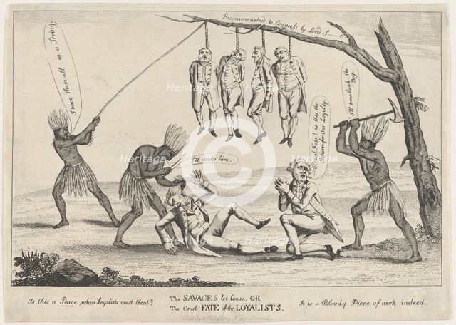 The Savages Let Loose, or the Cruel Fate of the Loyalists, 1783. Creator: William Humphrey.