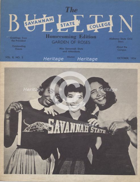 The Savannah State College Bulletin: Homecoming Edition, Vol. 8, No. 2, 1954-10. Creator: Victor H Green & Co.