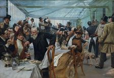 The Scandinavian Artists Lunch at Café Ledoyen, Paris: Varnishing Day , 1886. Creator: Birger, Hugo (1854-1887)