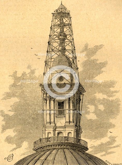 'The Scaffolding and Observatory on St. Paul's in 1848', (1897). Creator: Unknown.
