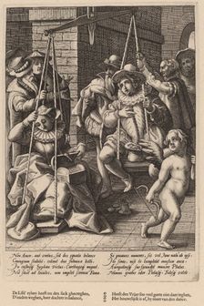 The Scales of Marriage, c. 1592. Creator: Goltzius, Workshop of Hendrick, after Hendrick Gol