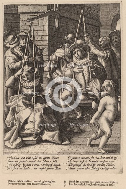 The Scales of Marriage, c. 1592. Creator: Goltzius, Workshop of Hendrick, after Hendrick Gol.