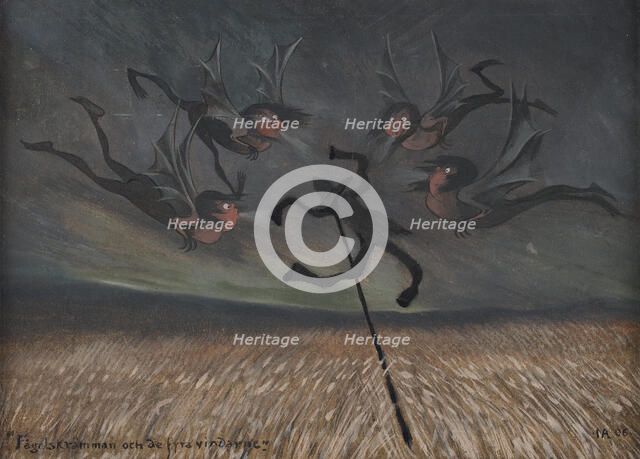 The scarecrow and the four winds, 1906. Creator: Arosenius, Ivar (1878-1909).