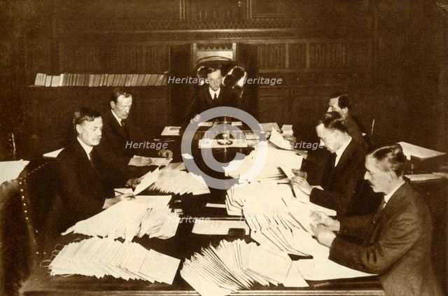 'The scene in the Lord Chancellor's office...General Election', 1923, (1935). Creator: Unknown.