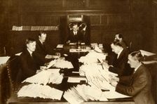 The scene in the Lord Chancellor's office...General Election 1923, (1935). Creator: Unknown