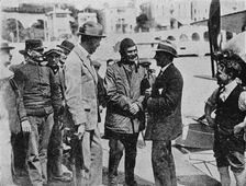 The Schneider Trophy: Howard Pixton talking to Jacques Schneider after his victory, 1914 (1934). Artist: Flight Photo