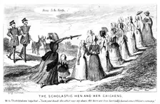 The Scholastic Hen and Her Chickens 19th century.Artist: George Cruikshank
