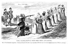The Scholastic Hen and Her Chickens 19th century.Artist: George Cruikshank