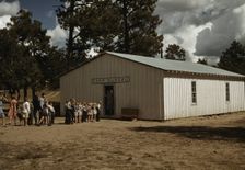 The school at Pie Town, New Mexico in the Farm Bureau building, 1940. Creator: Russell Lee