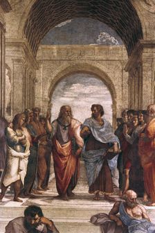 The School of Athens, detail of Plato & Aristotle 1508-1511. Artist: Raphael