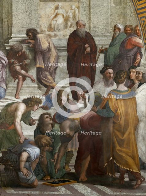 The School of Athens. Detail. (Fresco in Stanza della Segnatura), ca 1510-1511. Creator: Raphael (Raffaello Sanzio da Urbino) (1483-1520).