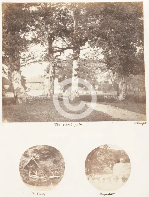 The School Path; The Shanty; Haymakers, 1853-56. Creator: James Knight.