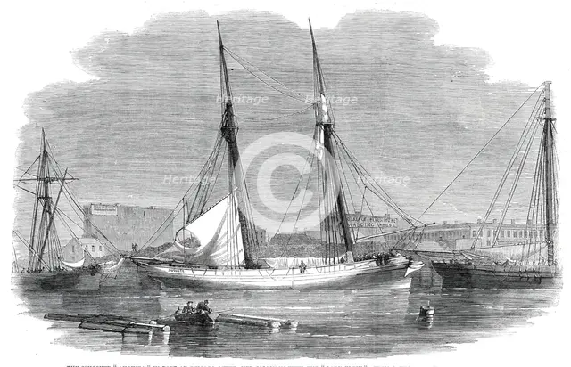 The schooner "Augusta" in port at Chicago after her collision with the "Lady Elgin"..., 1860. Creator: Unknown.