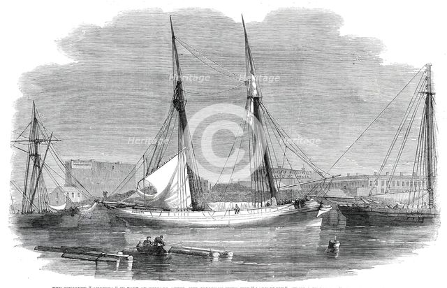 The schooner "Augusta" in port at Chicago after her collision with the "Lady Elgin"..., 1860. Creator: Unknown.