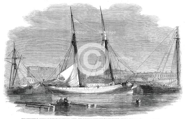 The schooner "Augusta" in port at Chicago after her collision with the "Lady Elgin"..., 1860. Creator: Unknown.