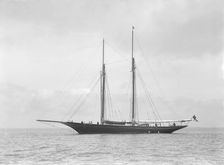 The schooner Allah Karim at anchor, 1912. Creator: Kirk & Sons of Cowes
